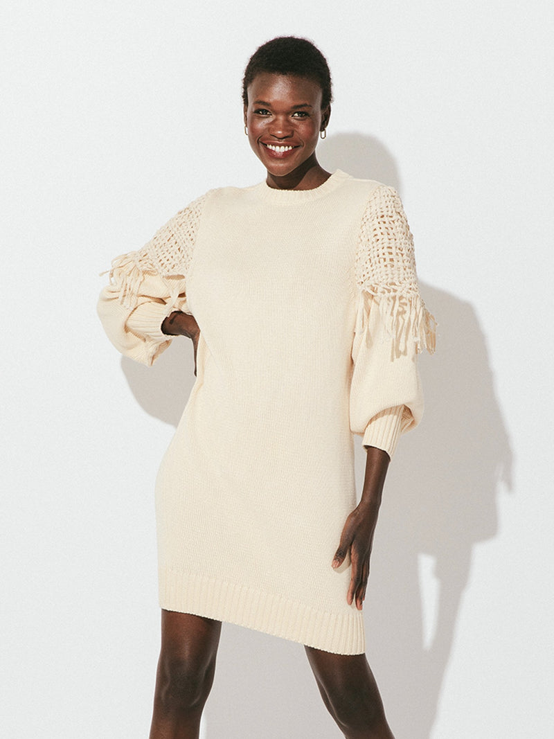 Danielle Sweater Mini Dress W/ Macrame