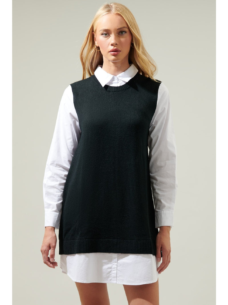Mariela Sweater Vest Shirt Dress